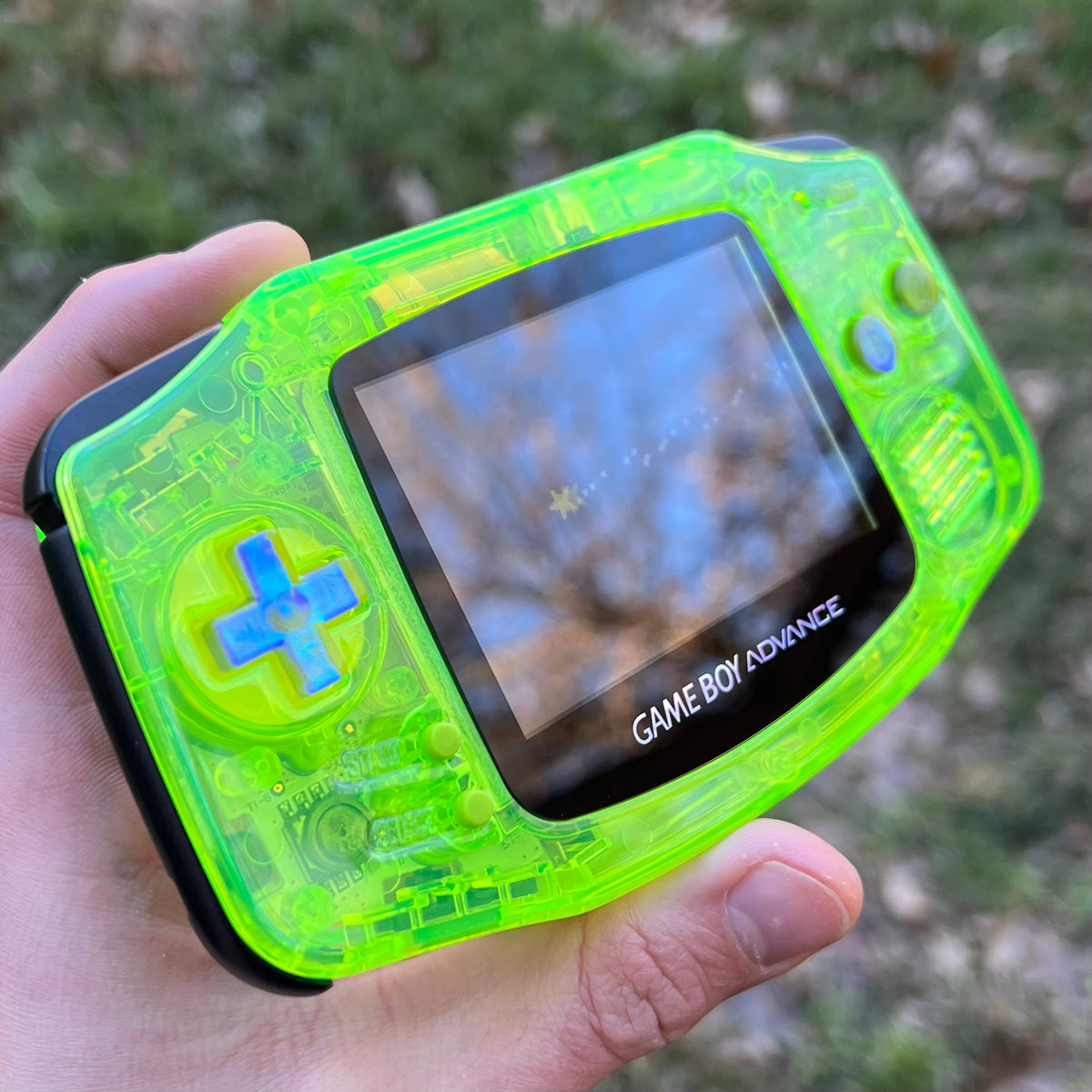 Gameboy Advance Green MIRROR CLEAR GREEN/ MIDNIGHT OPAL IPS