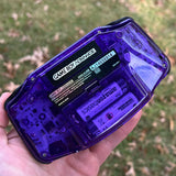 MIRROR CLEAR PURPLE/ SKY BLUE OPAL IPS BACKLIT NINTENDO GAMEBOY ADVANCE