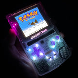 Clear/Opal/White XL IPS Backlit Nintendo Gameboy Color with LED backlit buttons & rechargeable battery mod