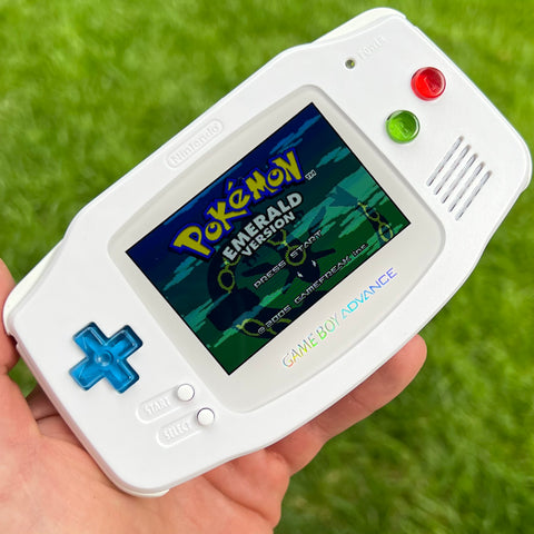 WHITE IPS BACKLIT NINTENDO GAMEBOY ADVANCE W/PKMN THEMED BUTTONS