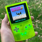 Glow Neon Green/Opal/Sky Blue XL IPS Backlit Nintendo Gameboy Color with LED backlit buttons & rechargeable battery mod