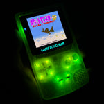 Glow Neon Green/Opal/Sky Blue XL IPS Backlit Nintendo Gameboy Color with LED backlit buttons & rechargeable battery mod