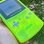 Glow Neon Green/Opal/Sky Blue XL IPS Backlit Nintendo Gameboy Color with LED backlit buttons & rechargeable battery mod