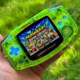 MIRROR CLEAR GREEN/ MIDNIGHT OPAL IPS BACKLIT NINTENDO GAMEBOY ADVANCE w/BACKLIT BUTTTONS