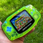 MIRROR CLEAR GREEN/ MIDNIGHT OPAL IPS BACKLIT NINTENDO GAMEBOY ADVANCE w/BACKLIT BUTTTONS