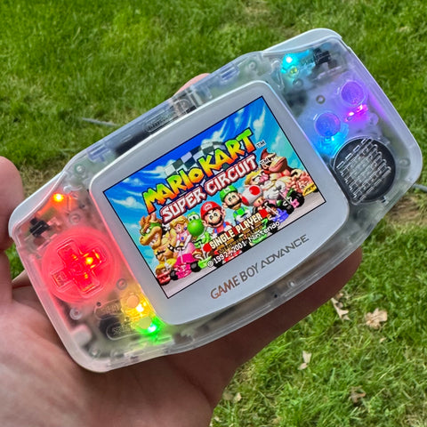 CLEAR/OPAL IPS BACKLIT NINTENDO GAMEBOY ADVANCE + USB-C + LED BUTTONS