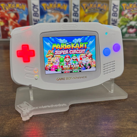 WHITE  IPS BACKLIT NINTENDO GAMEBOY ADVANCE + USB-C + LED BUTTONS + ACRYLIC DISPLAY