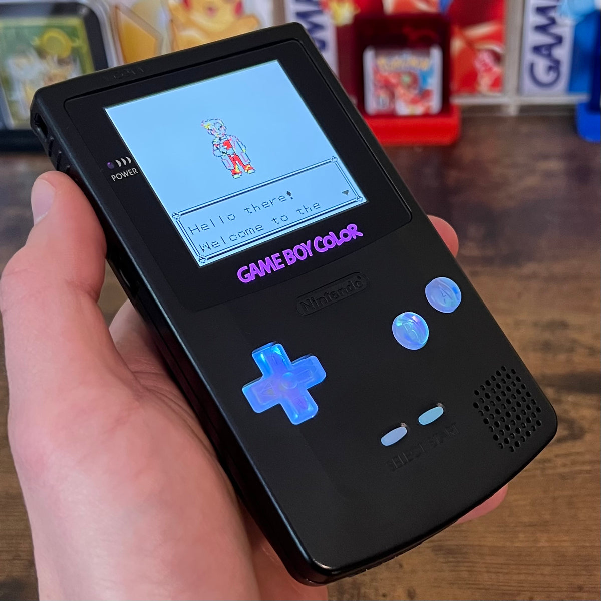 Solid Black/Opal XL IPS Backlit Nintendo Gameboy Color with backlit bu ...