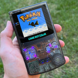 Smoke Black/Midnight Opal XL IPS Backlit Nintendo Gameboy Color with LED backlit buttons & rechargeable battery mod