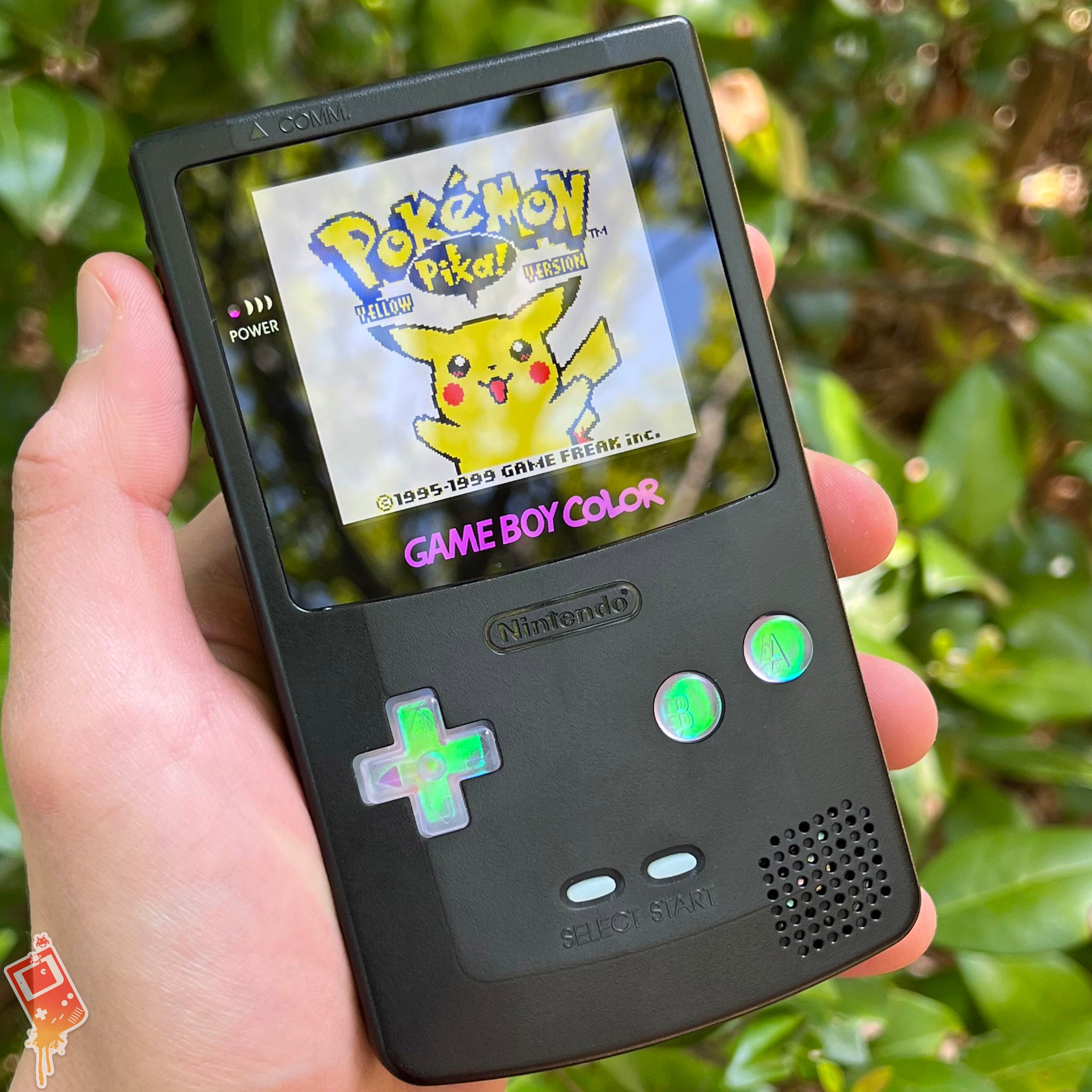 Solid Black/Opal XL IPS Backlit Nintendo Gameboy Color with backlit bu ...